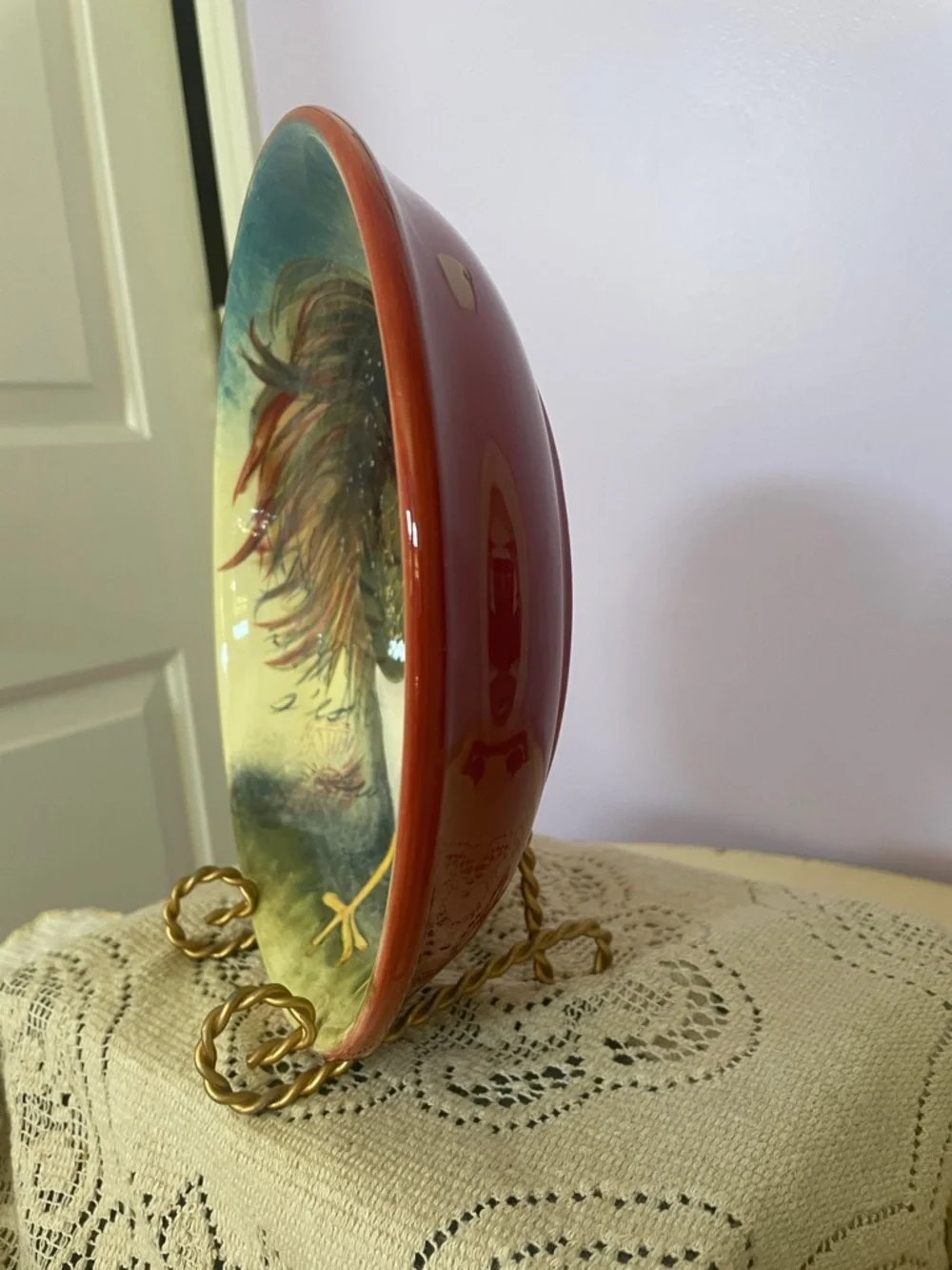 Hand-Painted Rooster certified le rooster pasta bowl